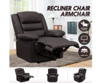 Luxury PU Leather Recliner Chair Armchair Lounging Sofa   Brown