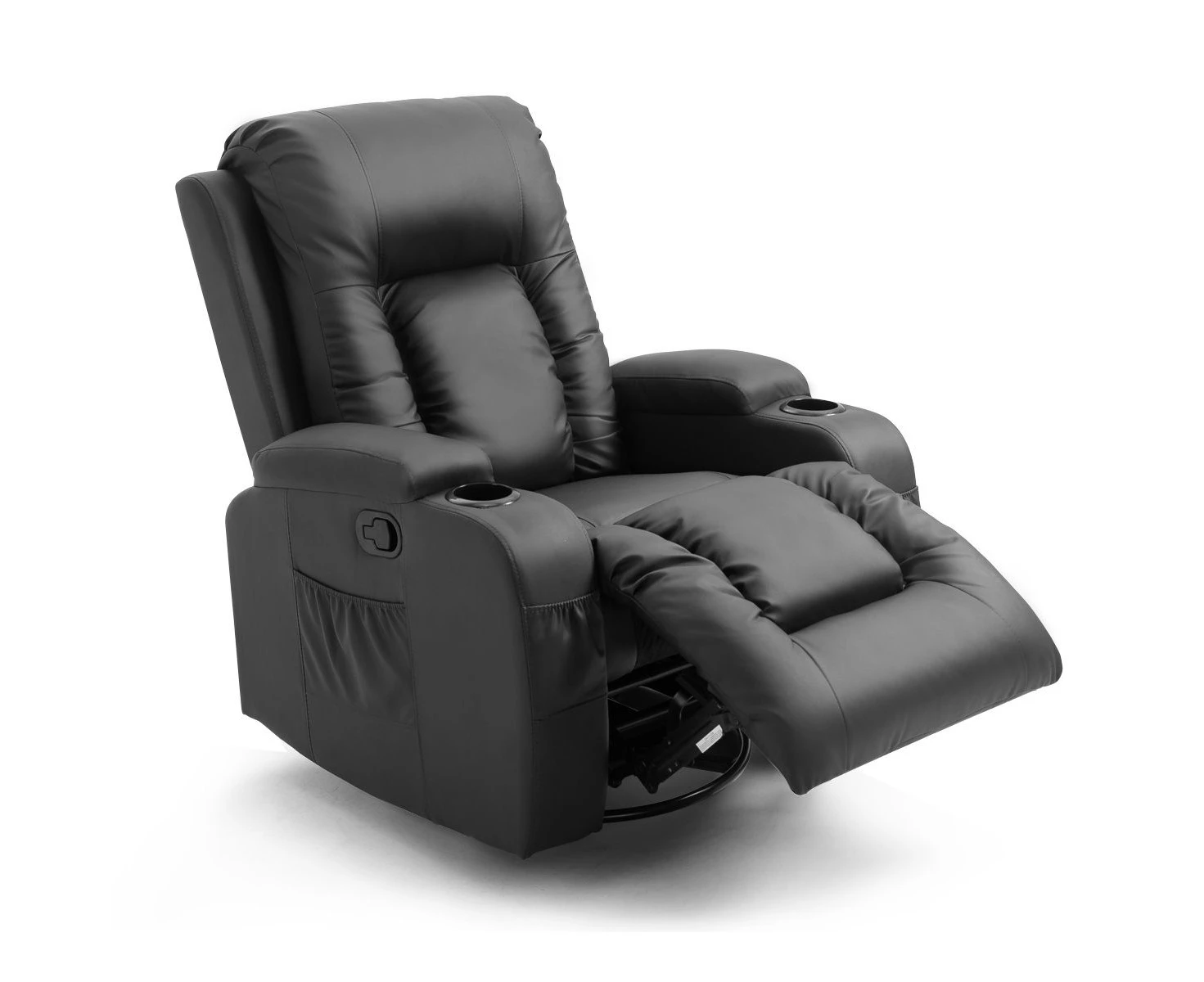 Massage Chair Rocking Armchair Recliner Sofa Heated Seat 360 Swivel Black