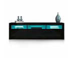 180cm Modern Wooden TV Unit Side Cabinet RGB LED High Gloss Front-Black