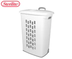 Sterilite Rectangular Wheeled Laundry Hamper w/ Lid - White/Titanium