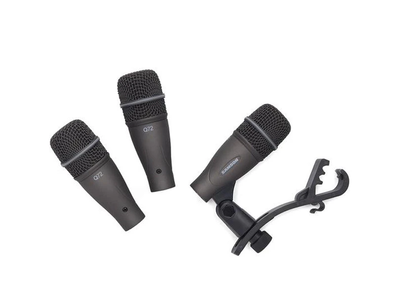 Samson DK703 Drum Microphone Kit with 3 Q72 Dynamic Supercardioid Mic/Clip Black