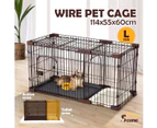 Dog Cage Cat Crate Doggy Kennel Puppy Playpen Enclosure Pet House Home Toilet Tray Wired L