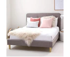 HARLOW Double Upholstered Bed - Storm Grey - Linen Fabric
