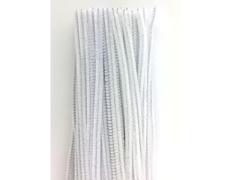 Chenille Stems / Pipe Cleaners White Pack Of 100 - White