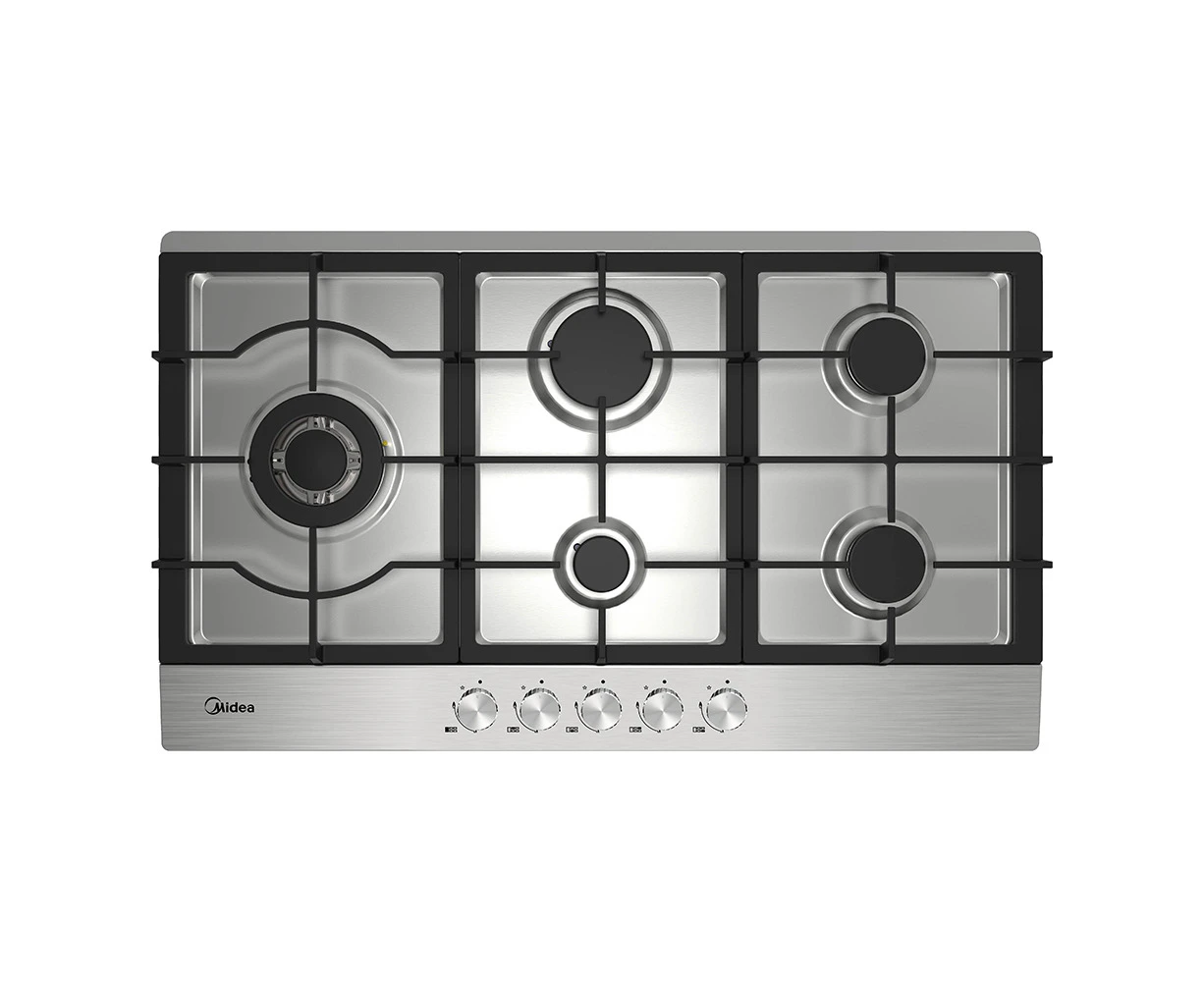 MIDEA 90cm Stainless Steel Gas Cooktop Stainless steel 5 Burners Flame Safety