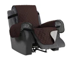 Recliner Chair Covers for Armchairs Recliner Covers for Leather Chair Reclining Chair Covers Protect from Pets / Dogs, Quilted with Non Slip Strap - Brown