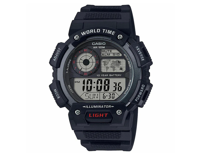 Casio Men's 48.4mm AE1400WH-1A Autoillum Resin Watch - Black