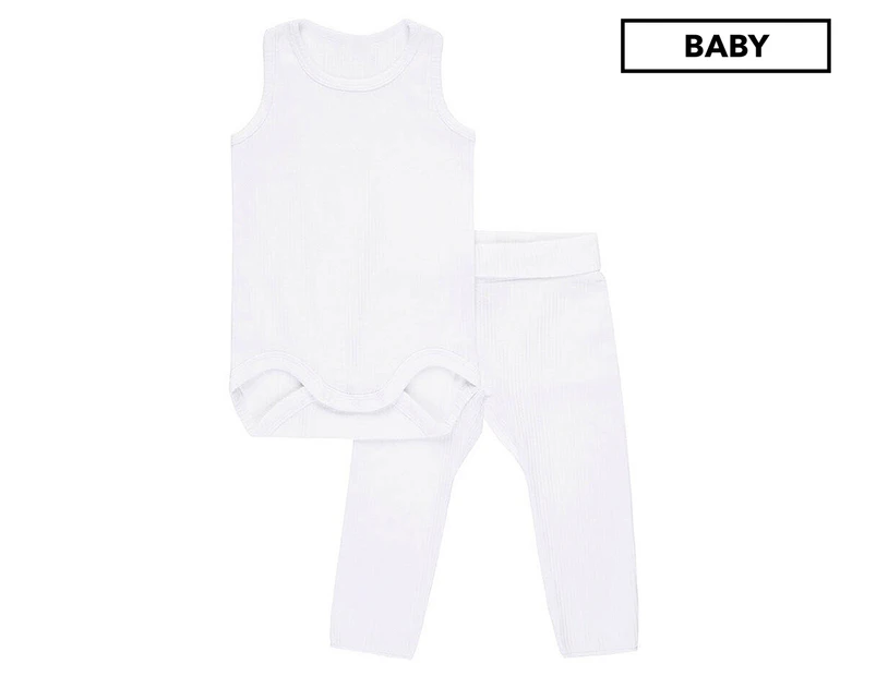 Bonds Baby Newbies Pointelle Singletsuit & Legging Set - White