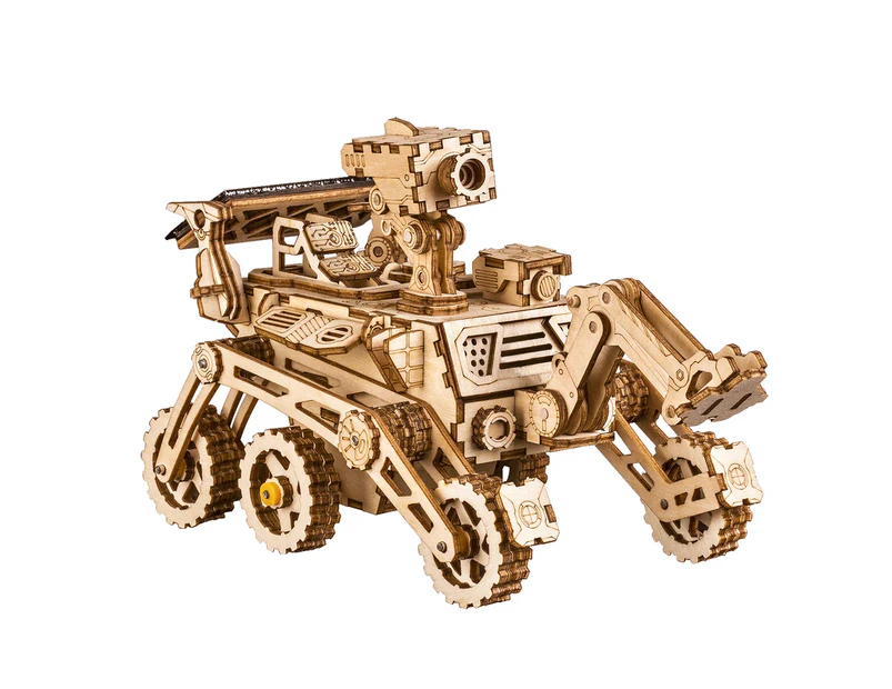 Robotime 3D Wooden Puzzle Movement Assembled Solar Energy Powered Toys Space Hunting Curiosity Rover