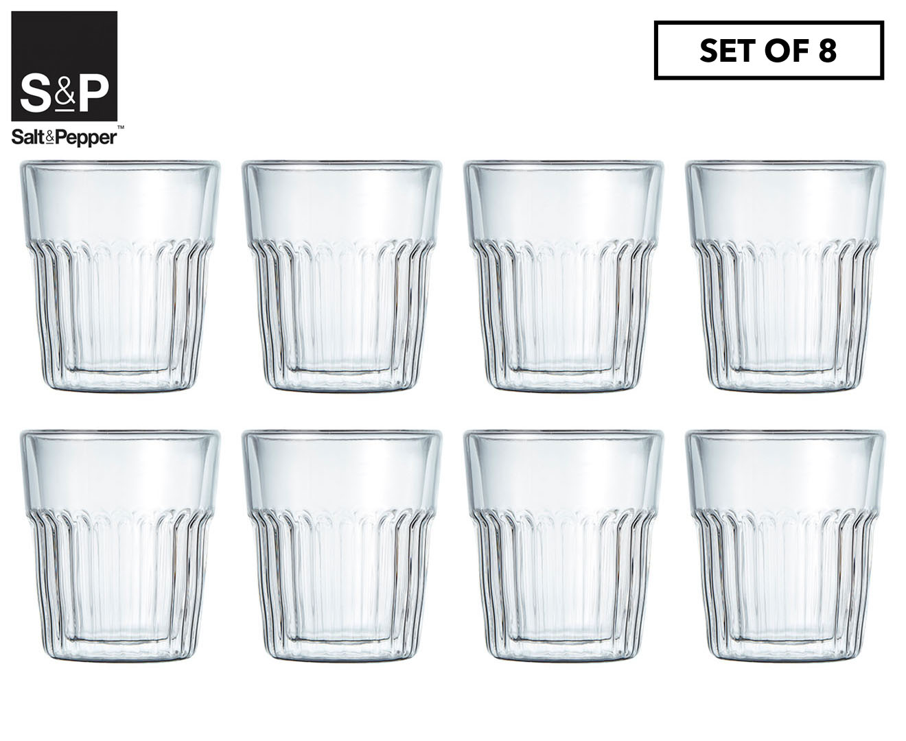 Brew Double Wall Latte Glasses 240mL - Set of 8 – salt&pepper