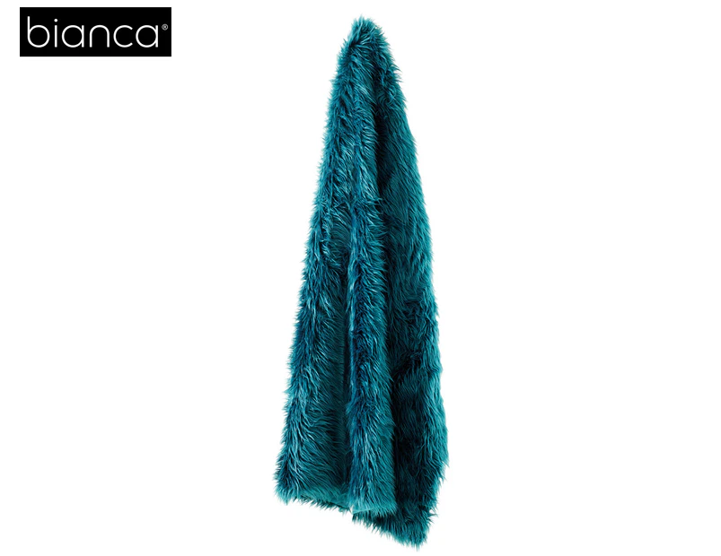 Bianca 130x160cm Ledbury Faux Fur Throw Rug - Teal
