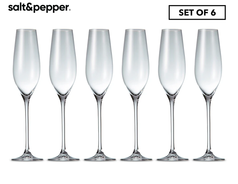 Set of 6 Salt & Pepper 210mL Cuvee Champagne Glasses / Flutes