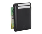 RFID Genuine Leather Slim Credit Card Wallet 4 Cards & Notes - Black