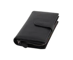Womens RFID Genuine Soft Leather Long Wallet Zipper Clutch Purse - Black