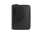 Unisex Mens Womens RFID Genuine Leather Wallet Zipper Clutch Purse Rugged Hide-Black 1