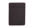 RFID Genuine Leather Slim Credit Card Wallet 4 Cards & Notes - Brown