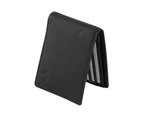 RFID Mens Genuine Full Grain Cowhide Premium Leather Slim Wallet - Black