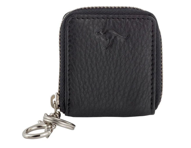 Genuine Soft Leather Unisex Coin Change Pouch Zip Purse [Colour: Black]