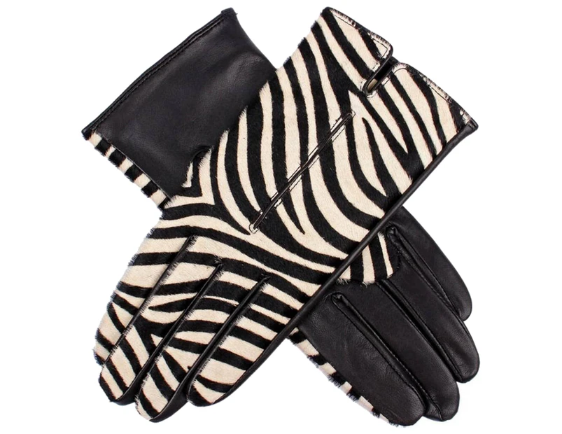 Dents Women's Animal Print Leather Gloves Knit Lining