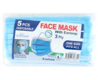 6 x 5-Pk 3Ply Disposable Protective Face Masks (Total 30-Pack)