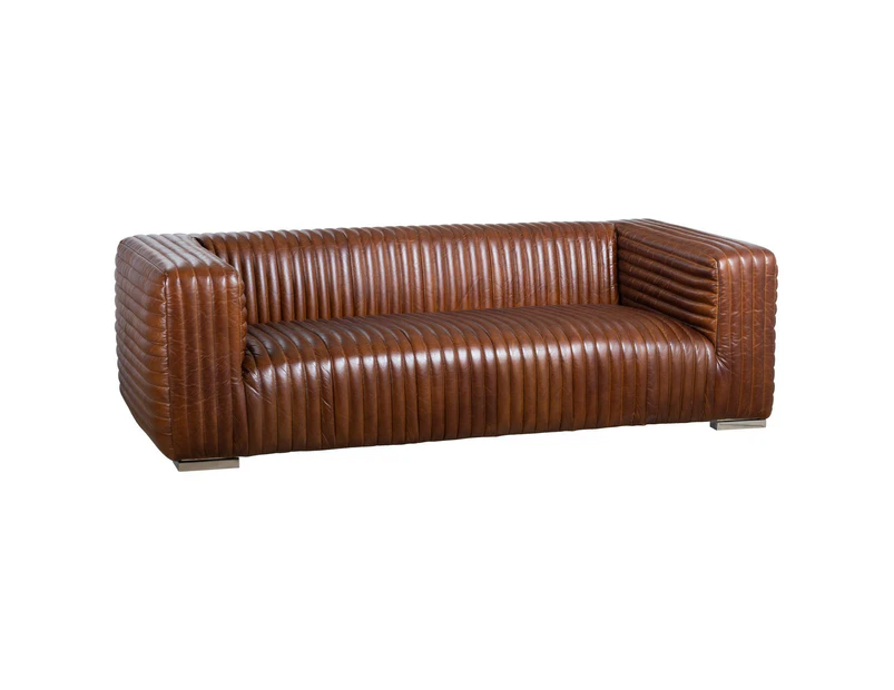 Harmon 2.5 Seater Leather Sofa Havana Brown - Brown Havana Brown