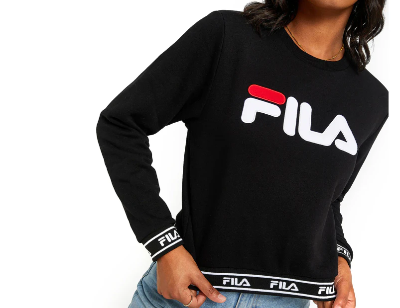 Fila Women's Iliyah Fleece Cropped Crew Sweatshirt - Black
