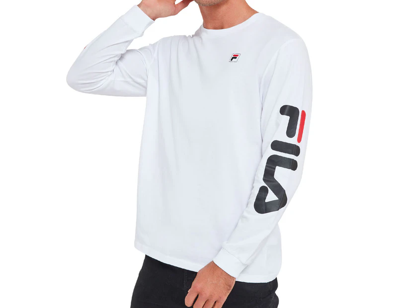 Fila Men's Classic Long Sleeve Tee / T-Shirt / Tshirt - White