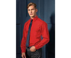 Premier Mens Long Sleeve Formal Plain Work Poplin Shirt (Strawberry Red) - RW1081