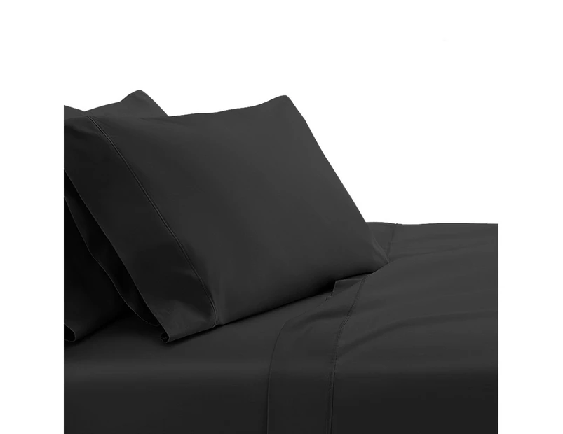 Queen Size 1000TC Egyptian Cotton Bed Fitted Sheet Set - Black  No Flat Sheet