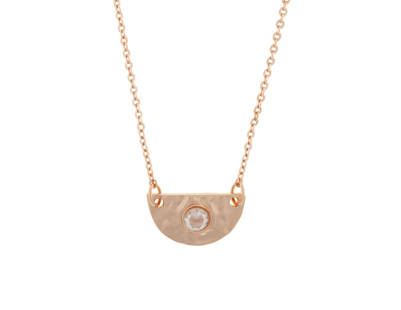 Elly Lou Faith Necklace w/ Cubic Zirconia - Rose Gold