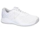 New Balance Women's Wide Fit 696 Hardcourt Tennis Shoes - White/Grey