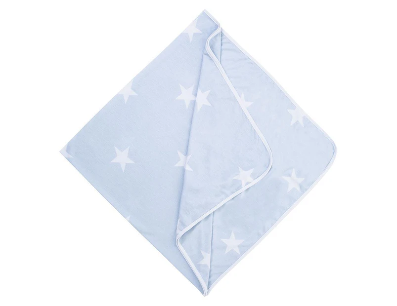 Lil Fraser Collection Stretch Cotton Baby Wraps.  Arlo Pale Blue With White Stars