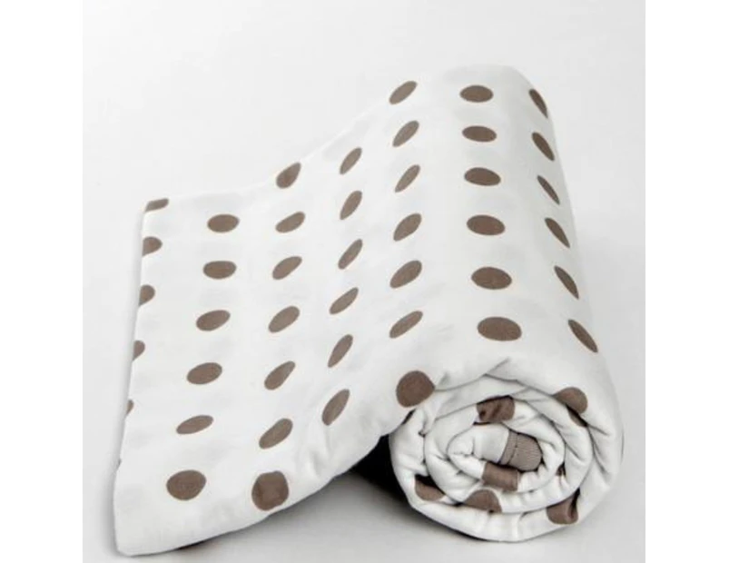 Lil Fraser Collection Stretch Cotton Baby Wraps Jamie - White & Soft Taupe Spots