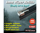 Windscreen Wiper Blade Refill 6mm Twin Metal Rail Front & Rear Car 4WD SUV