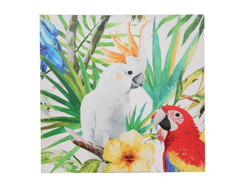 50CM Two South American Birds Canvas Print with Parrots Flowers