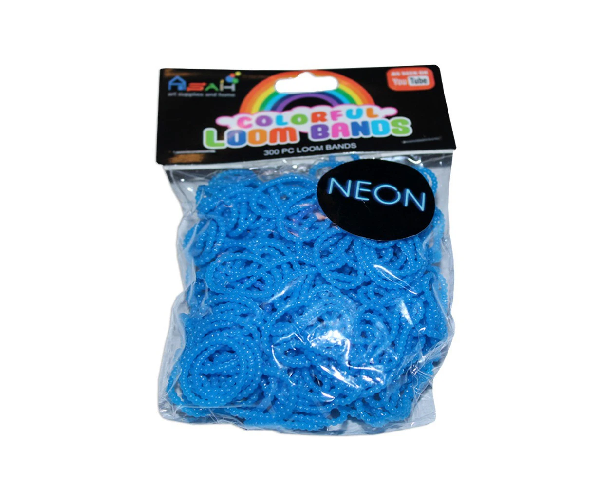 Blue Colour Beaded Neon Loom Bands 300pce Make + 16 S Clips