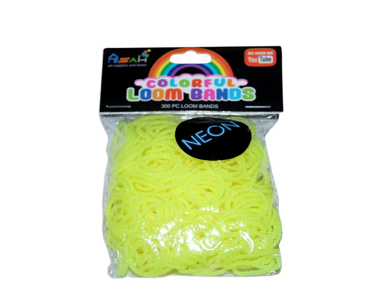 Yellow Colour Beaded Neon Loom Bands 300pce Make + 16 S Clips