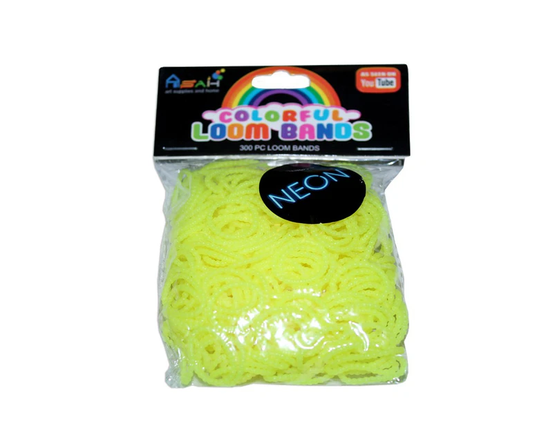 Yellow Colour Beaded Neon Loom Bands 300pce Make + 16 S Clips