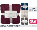 1pce Cream Coral Fleece Throw Rug Blanket 127x152cm Supreme Soft