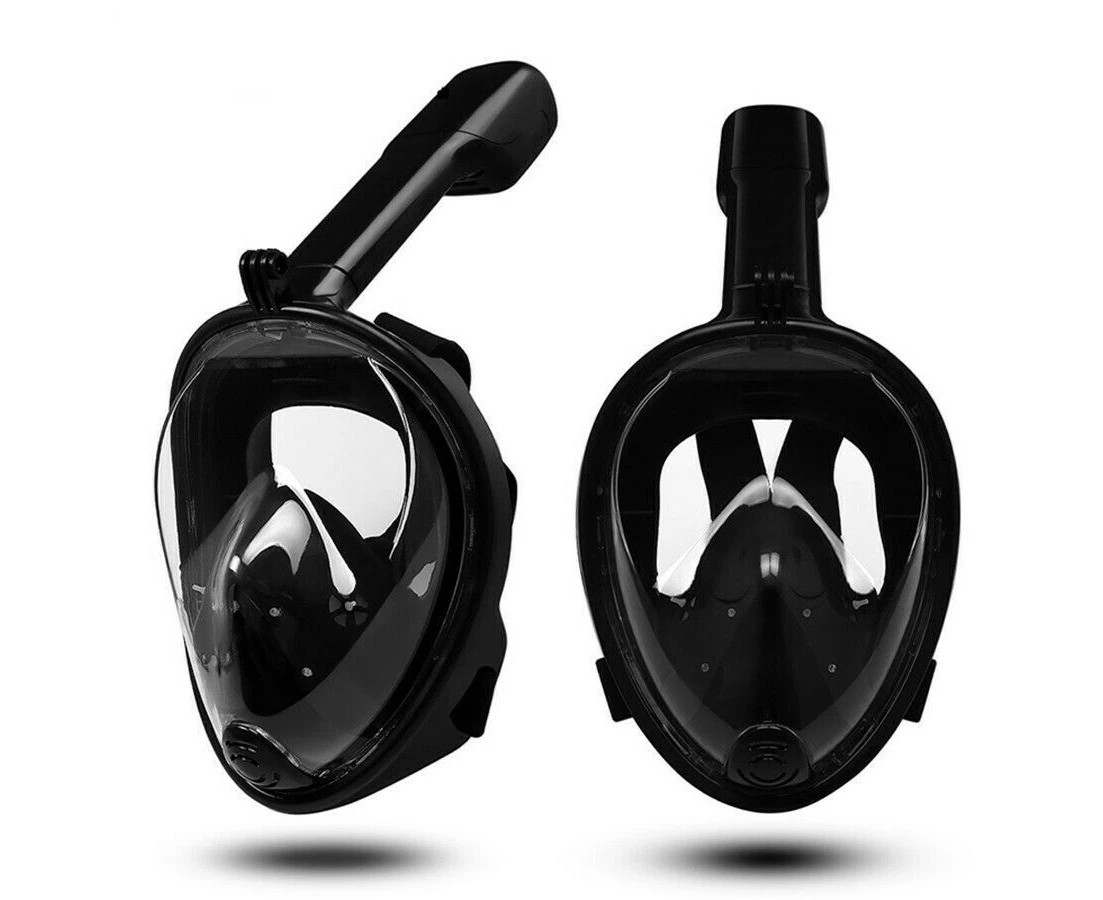 Small / Medium Anti Fog Full Face Snorkel Mask Swimming Dive Scuba Goggles with GoPro Mount ~ Black