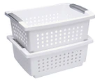 Sterilite Medium Stacking Storage Basket - White