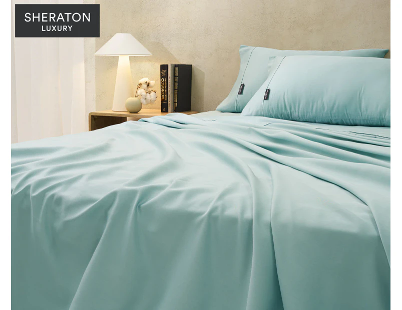 Sheraton Luxury 1000TC Cotton Rich Bed Sheet Set - Aqua Foam
