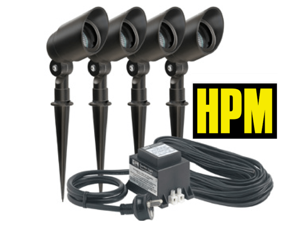 2 x HPM Geo Garden Flood Lights 12V 5W Low Voltage DIY Black Haloscape 