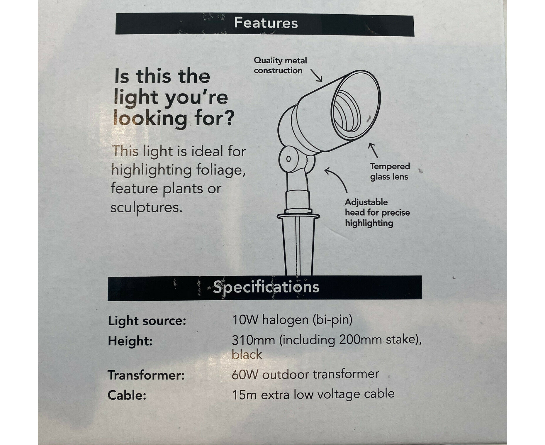 HPM 12V Garden Light Spotlight 4 pack 10W DIY Installation Kit