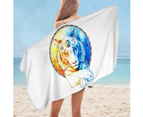 Yin and Yang Tiger Microfiber Beach Towel