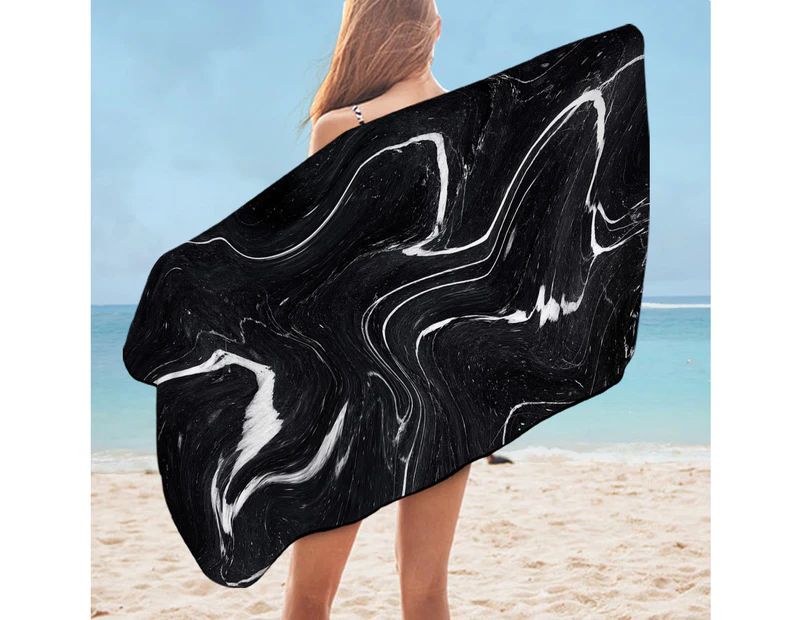 Black and White Marble Microfiber Beach Towel