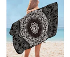 Black and White Mandala Microfiber Beach Towel