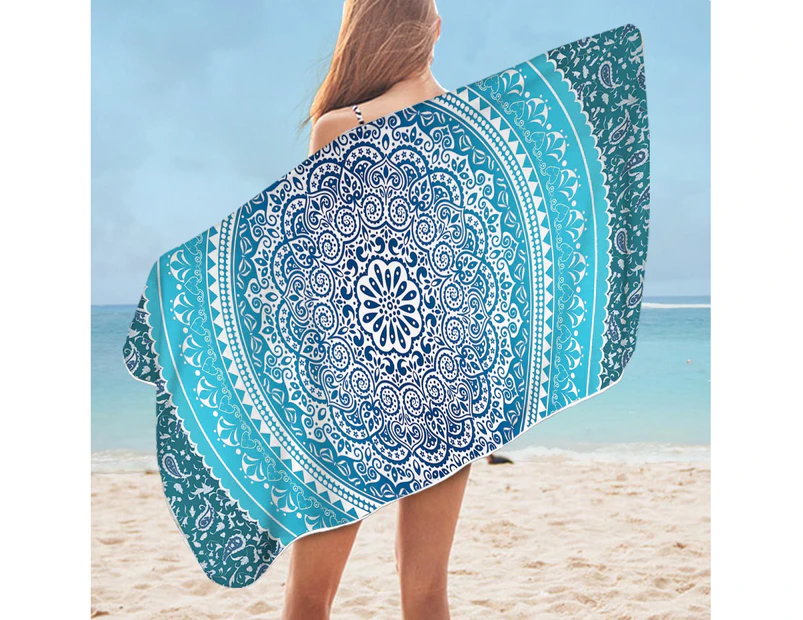 Blue Hues Mandala Microfiber Beach Towel