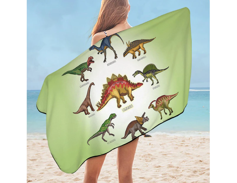 Multi Colored Dinosaurs Microfiber Beach Towel