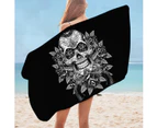 Black and White Skull Guns and Roses Microfiber Beach Towel